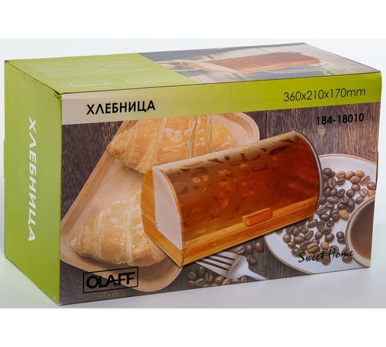 Хлебница Olaff 36x21x17 см, бамбук/полистирол, цветная упаковка 184-18010