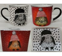 Кружка Olaff NEW BONE CHINA 300 мл, микс 2 декора, индивидуальная подарочная упаковка 221-08033