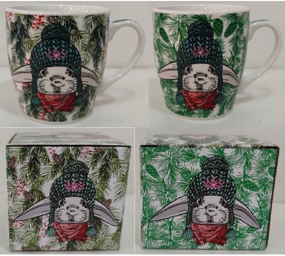 Кружка Olaff NEW BONE CHINA 270 мл, микс 2 декора, индивидуальная подарочная упаковка 221-08035