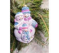 Елочное украшение ручной работы Магия праздника Снеговики 13 см NY20