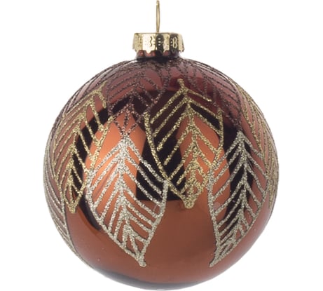 Шар Karlsbach коричневый с листьями 8 см 6 шт. 05178