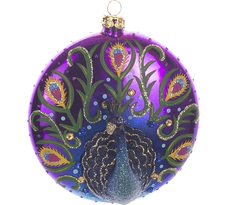 Плоский шар Karlsbach с павлином 10 см стекло 4 шт. 04189