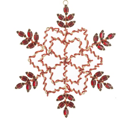 Металлическая снежинка Karlsbach красно-золотая 16 см 6 шт. 04821
