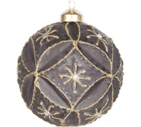 Шар Karlsbach темно-серый с цветком 10 см 6 шт. 07107