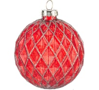 Стеклянный шар Karlsbach красный 8 см с золотыми полосками 6 шт. 09855
