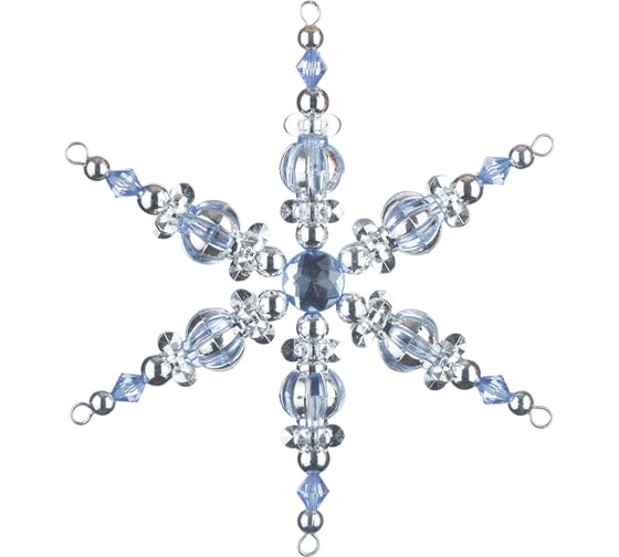 Снежинка Karlsbach из серебристо-голубых бусин, 15,5x2х17 10426 1