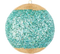 Шар Karlsbach зеленый с золотой тесьмой 9 см 4 шт. 10758