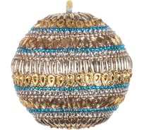 Шар Karlsbach золотой с орнаментом синими бусинами 7 см 4 шт. 10886