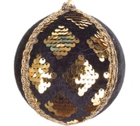 Шар Karlsbach черно-золотой с паетками 10 см 6 шт. 11014