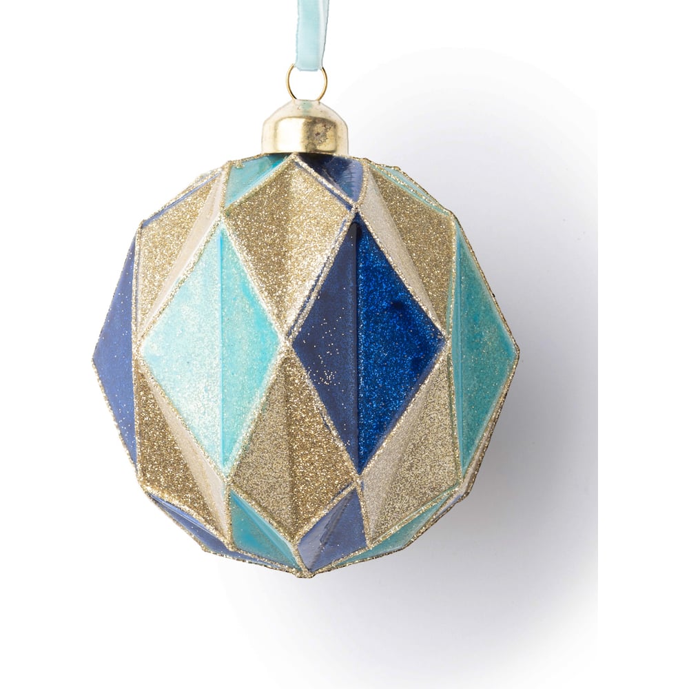 Многогранный шар Karlsbach голубо-сине-золотой 10 см 3 шт. 12936 ...