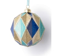 Многогранный шар Karlsbach голубо-сине-золотой 10 см 3 шт. 12936