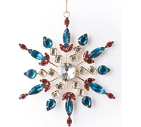 Снежинка Karlsbach из разноцветных камней высота 16 см, цвет металла золото 3 шт. 13332