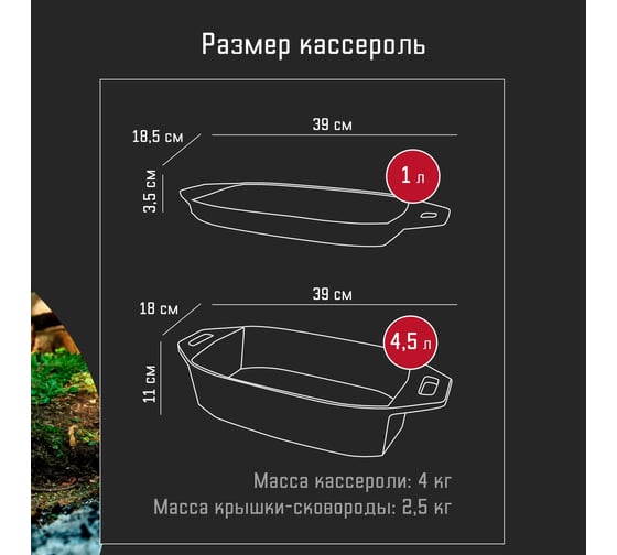 Чугунная кассероль для запекания и томления, птицы, мяса Forester 32x20x12 см, с крышкой-сковородой CI-13