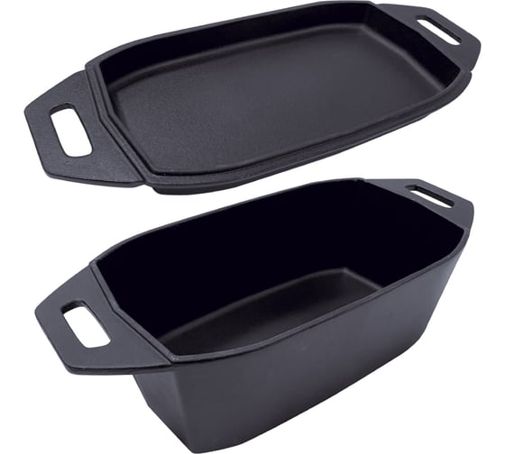 Чугунная кассероль для запекания и томления, птицы, мяса Forester 32x20x12 см, с крышкой-сковородой CI-13