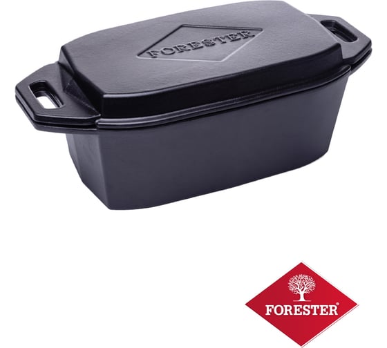 Чугунная кассероль для запекания и томления, птицы, мяса Forester 32x20x12 см, с крышкой-сковородой CI-13