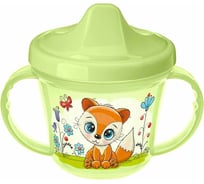 Поильник Пластишка с ручками и декором, 200 мл, салатовый 43130911051