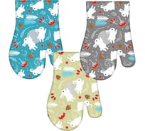 Прихватка-рукавица МУЛЬТИДОМ Зайцы в лесу размер 17x30 см, 3 цвета МТ88-426