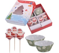 Набор форм для выпечки МУЛЬТИДОМ Снежинки с топперами, 48 предметов, диаметр верх 8 см, диаметр низ 5 см, высота 3 см VL2-82