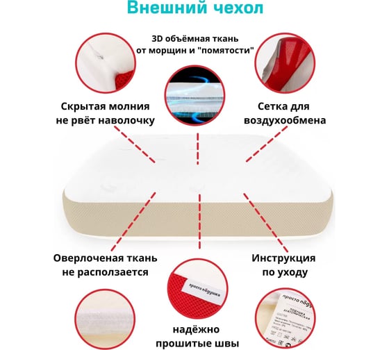 Ортопедическая подушка ПРОСТО ПОДУШКА №10 с эффектом охлаждения К1310