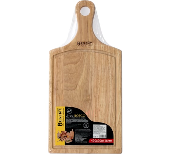 Прямоугольная разделочная доска Regent Inox Bosco с деревянной ручкой 42x20x1.5 см 93-BO-2-02