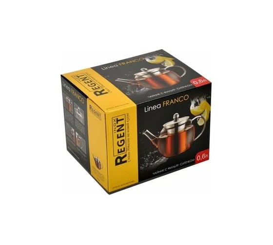 Стеклянный заварочный чайник Regent Inox Linea Franco 0.6 л с ситечком 93-FR-TEA-05-600