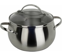 Кастрюля Regent Inox Apple 2 л матовая полировка стеклянная крышка 16x9.5 см 93-D-8