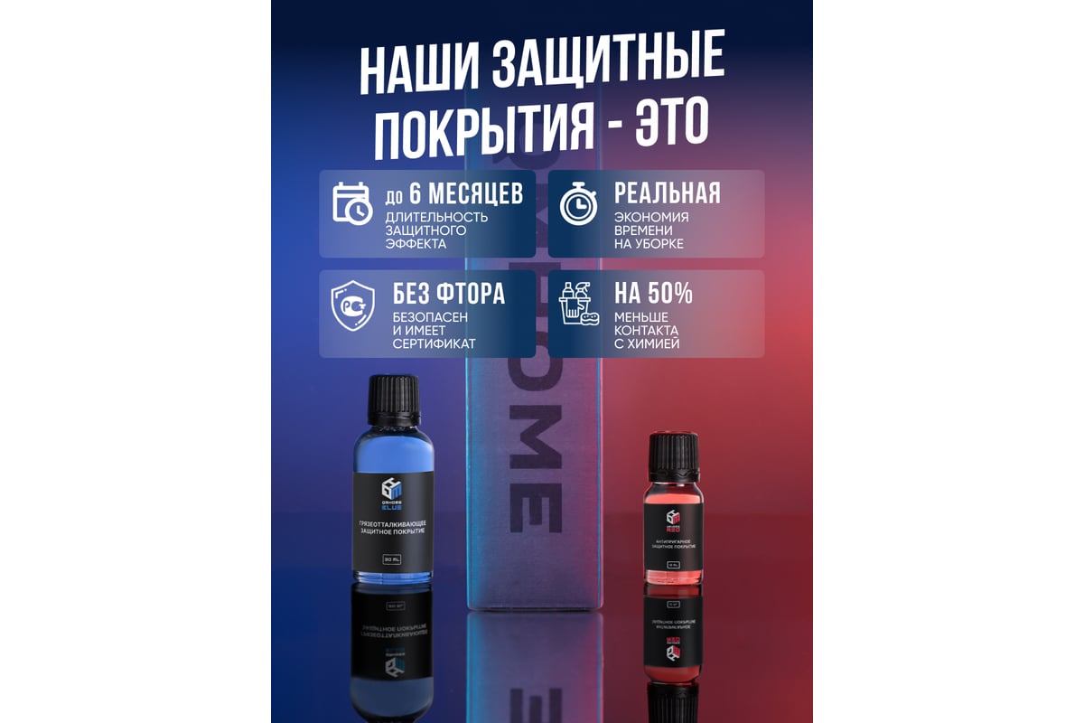 Набор защитных покрытий для дома Quartz Master Home RED+BLUE BIG  (антипригарное и грязеооталкивающее покрытие) RB_BIG0001