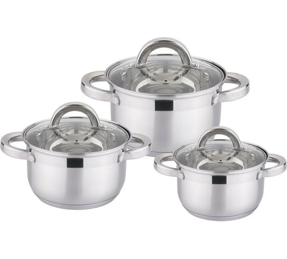 Посуда Rainstahl 6 предметов, 2.1 л, 2.9 л, 3.9 л, 5-ти шаговое дно х4 1646-06RS\CW 1