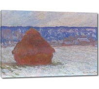 Картина ООО Первое ателье репродукция Стог пшеницы, Эффект снега, пасмурный день 35x25 см ps143173-1