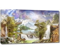 Картина ООО Первое ателье Футуристический пейзаж с разрушенным мостом и водопадами 35x21 см ps97386-1