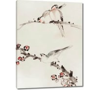 Картина ООО Первое ателье репродукция Три птицы, сидящие на ветвях, одна с цветками 60x80 см ps144255-3