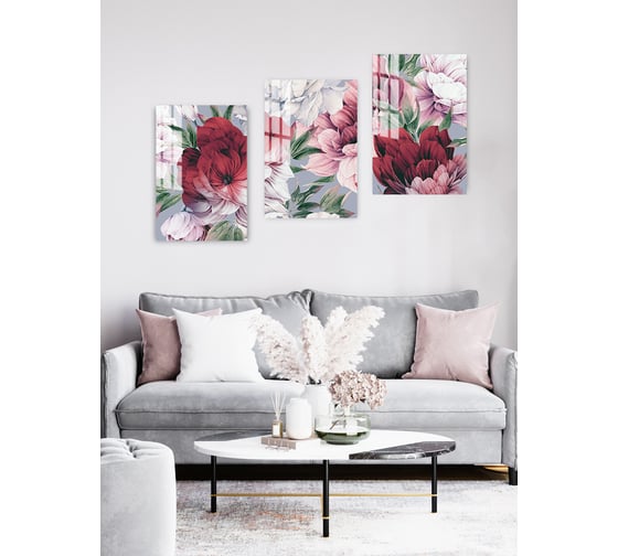 Картина на стекле ARTABOSKO Бордовые пионы 1 40x60 WBR-05-811-04