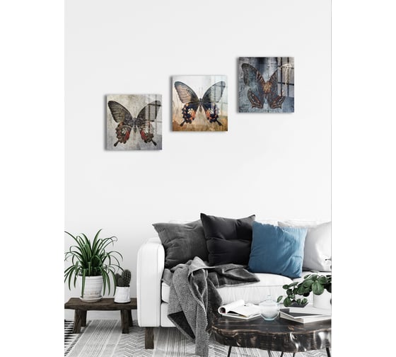 Картина на стекле ARTABOSKO текстурная бабочка 1 40x40 см WBR-05-894-03