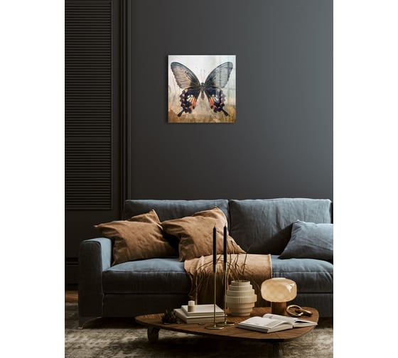 Картина на стекле ARTABOSKO текстурная бабочка 2 40x40 см WBR-05-895-03