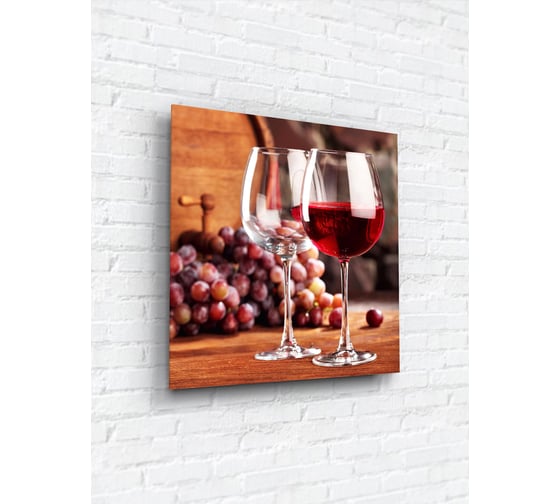 Картина на стекле ARTABOSKO два бокала вина 40x40 см WBR-02-19-03