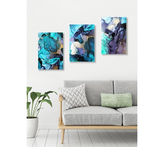 Картина на стекле ARTABOSKO бирюзовый акрил 1 40x60 см WBR-01-132-04