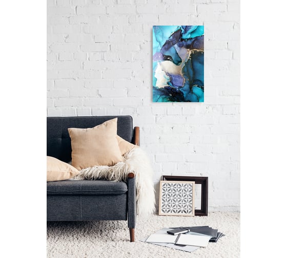Картина на стекле ARTABOSKO бирюзовый акрил 2 40x60 см WBR-01-133-04