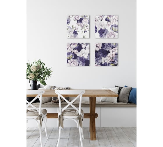 Картина на стекле ARTABOSKO фиолетовые пионы 4 40x40 см WBR-05-924-03