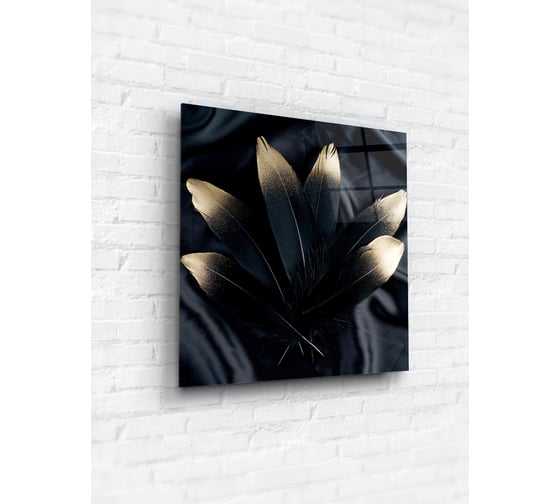 Картина на стекле ARTABOSKO черно-золотые листочки 1 40x40 см WBR-01-962-03 1