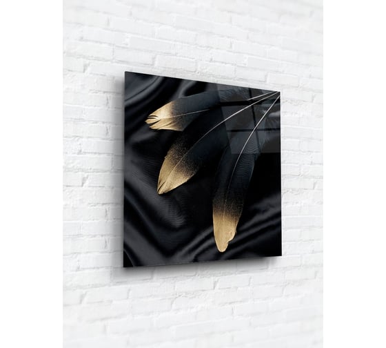 Картина на стекле ARTABOSKO черно-золотые листочки 2 40x40 см WBR-01-963-03 1