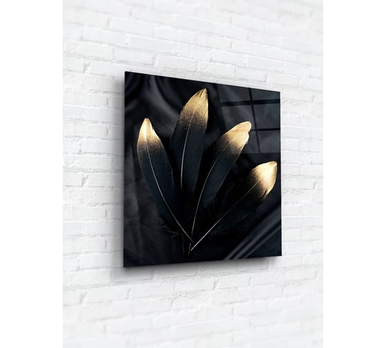 Картина на стекле ARTABOSKO черно-золотые листочки 3 40x40 см WBR-01-964-03 1