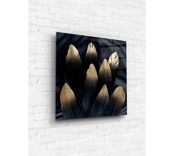 Картина на стекле ARTABOSKO черно-золотые листочки 4 40x40 см WBR-01-965-03 1