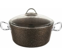 Литая алюминиевая кастрюля MARUSYA 6.5 л, с индукционным дном, стеклянная крышка, диаметр 28 см, бронзовая 8001-28к