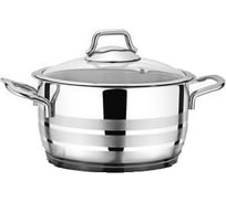 Кастрюля из нержавеющей стали MARUSYA 1.5 л, стеклянная крышка, 14x10 см 15к