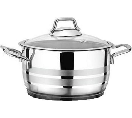 Кастрюля из нержавеющей стали MARUSYA 6.3 л, стеклянная крышка, 24x14 см 63к
