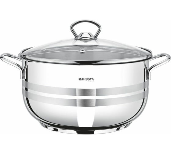 Кастрюля из нержавеющей стали MARUSYA 3.3 л, стеклянная крышка, 20x12 см 33м
