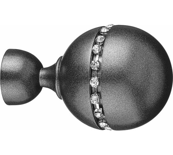 Наконечник для карниза Arttex Шар со стразами D28 мм, Графит А0000012036 1
