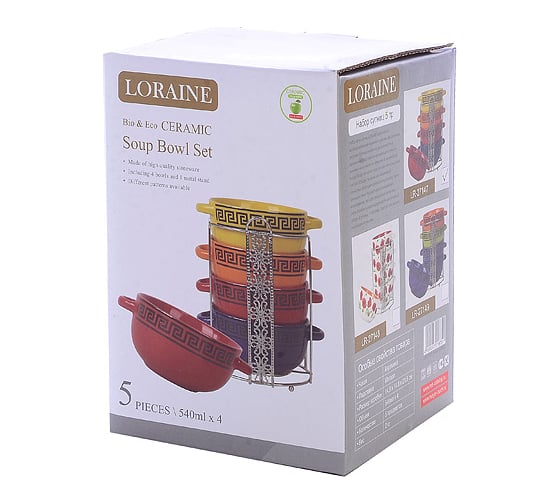 Набор супниц LORAINE 5 предметов 540 мл 27147 Наб/супниц 5 пр на подст 540мл.LR (х6)
