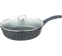 Литая сковорода с антипригарным покрытием MARUSYA 26 см, с индукционным дном, стеклянная крышка, серая 901-26с