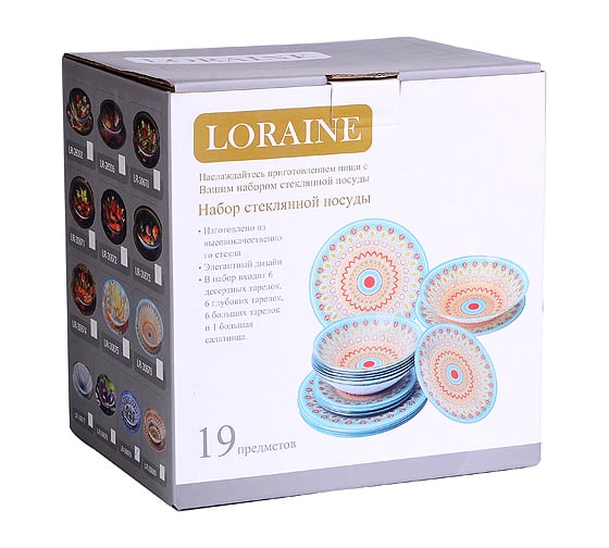 Набор стеклянной посуды LORAINE 19 предметов 30679 Набор стеклянной посуды 19 пр LR (х2)